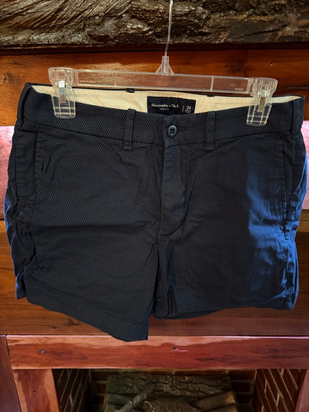 Abercrombie & Fitch Mens Dark Navy Textured Chino Shorts